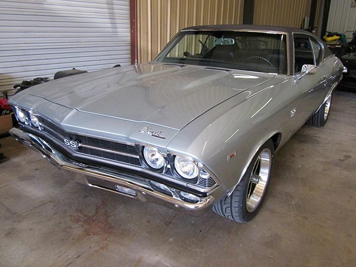 Classic muscle car in the shop